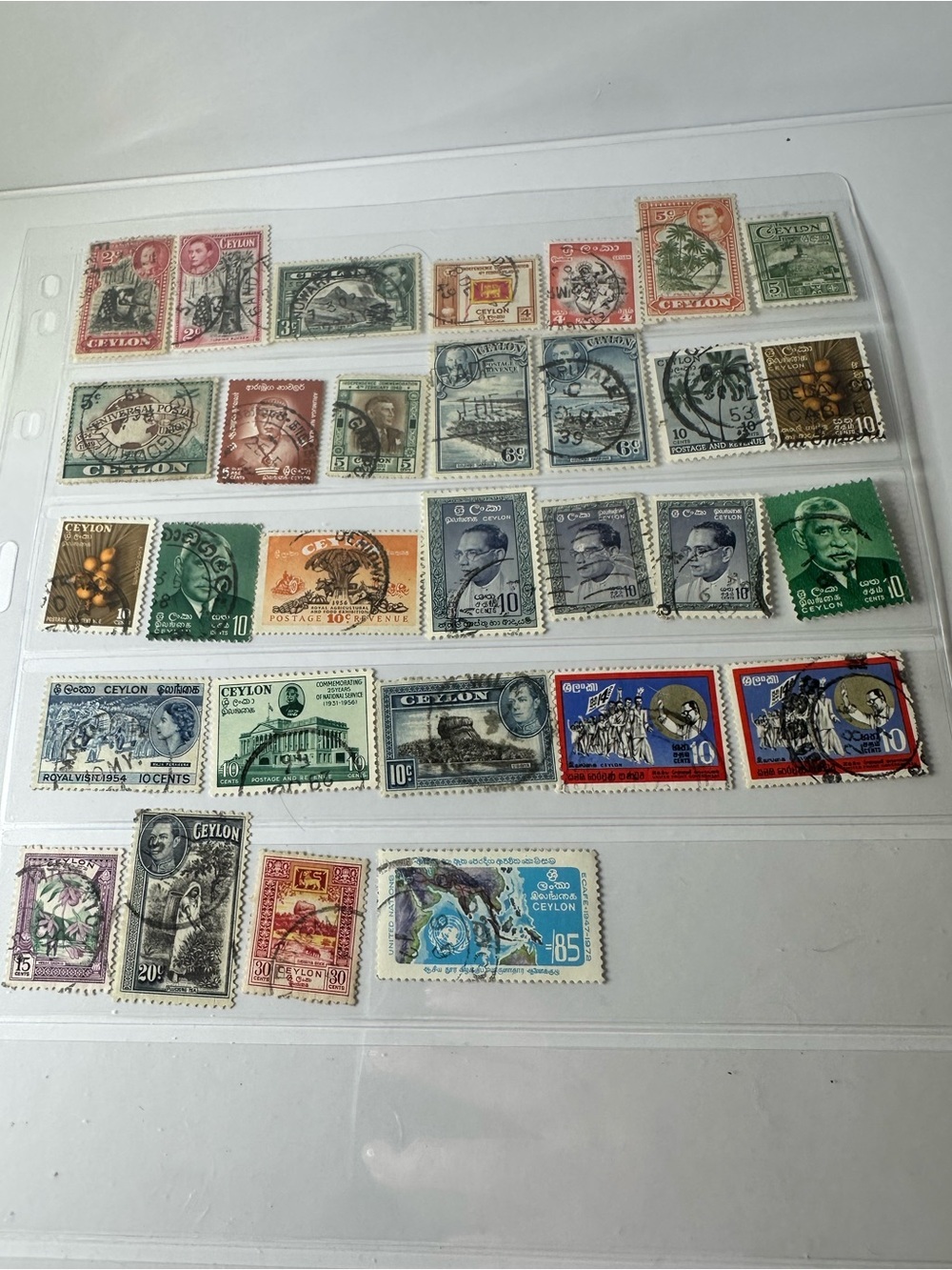 Vintage Ceylon Sri Lanka Postage Stamp Collection 30 King George VI Commonwealth
